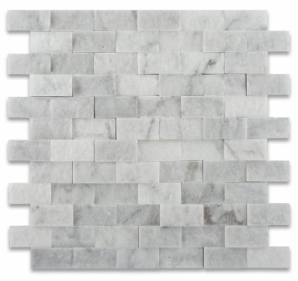 White Marble Split Faced Brick Mosaic Tile